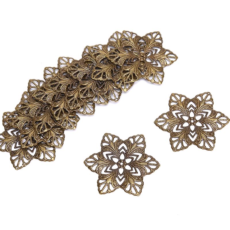 10 Stück filigrane Blumen-Verbinder, Metall-Charms, Basteln, DIY-Schmuckzubehör