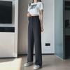 Women's High Waist Wide-Leg White Suit Pants - Spring & Autumn Trend, Lightweight with a Straight Loose Fit