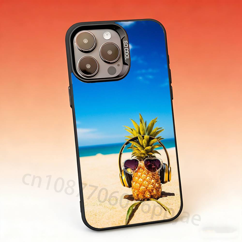 

Vacation Pineapple Phone Case For iPhone 17,16,15,14,13,12,11,Pro,Max,Plus,Mini Candy Matte Shockproof Cover iPhone15