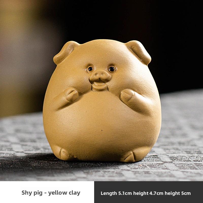 Cute Lucky Pig Zisha Tea Pet Ornament Nourishing Fortune Tea Play Tea Tray Table Tea Accessory