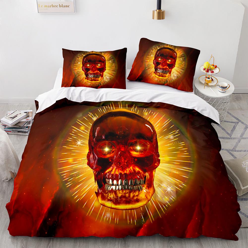 

Skull Duvet Cover Set 3D Print Red Black Skull Terror Theme King Queen Twin Full Size Polyester Comforter Cover For Kids Boys EU single(135x200cm)