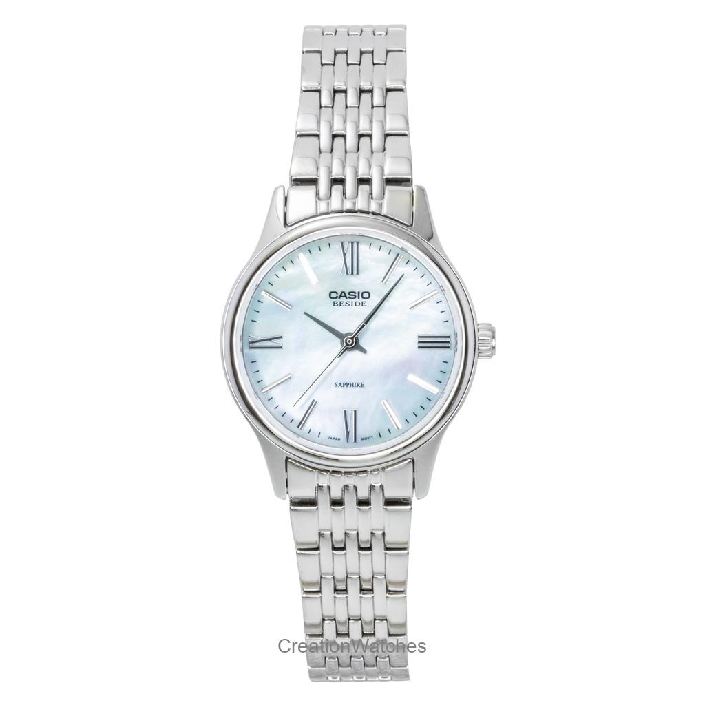 Casio Beside Analog Stainless Steel Mother of Pearl Dial Quartz BLS-100DS-2AV Women s Watch мать жемчужного