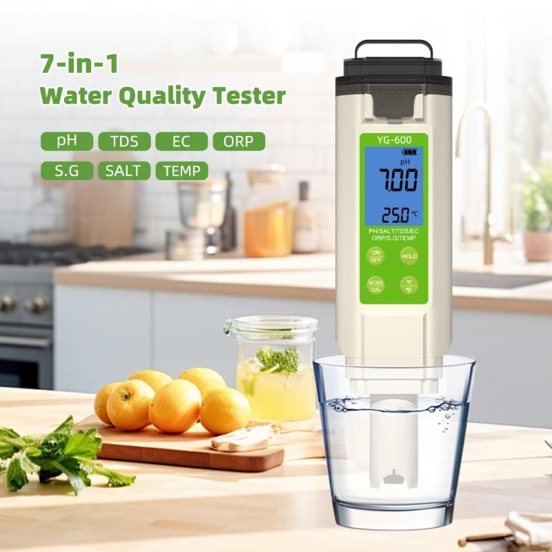 7 in 1 TDS ORP Salt Temperature Meter Digital Meter Water Quality Tester for Hydroponic Meter Portable
