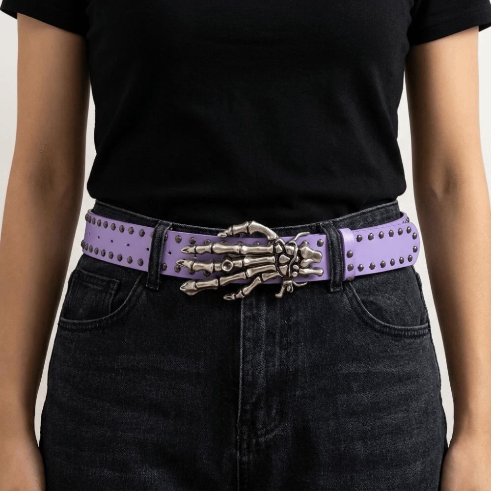 Adjustable Black Rivet Belt Wide Skeleton Claw Belt Fashion Skull Waistband Waist Seal