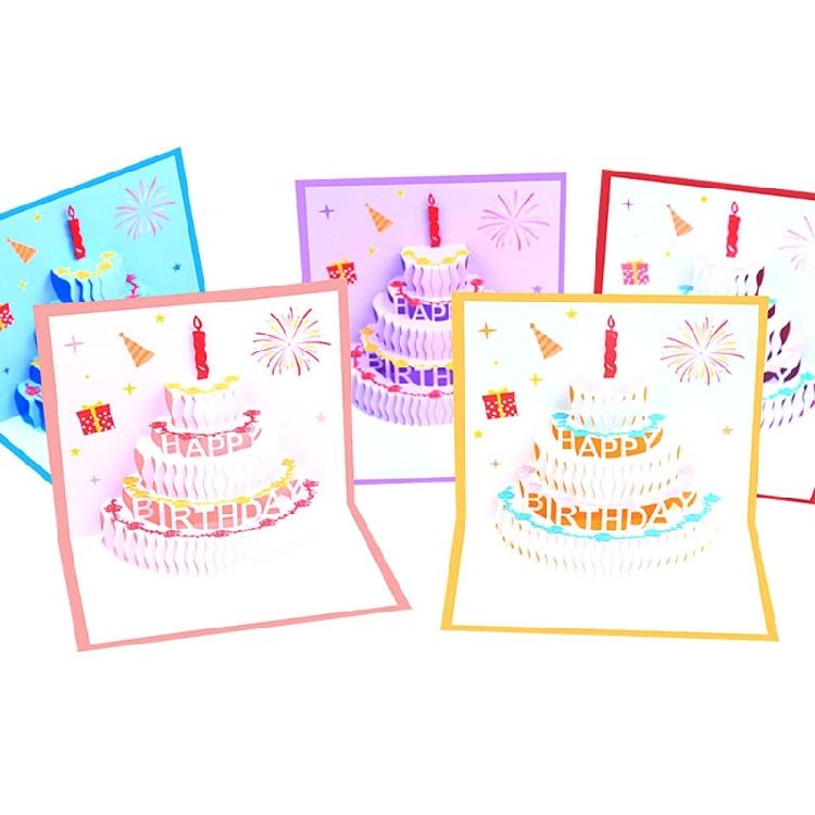 Artistic Popup Birthday Card 3D Cake Greeting Card Stylish Party Invitation Card for Birthdays and Festives Gatherings