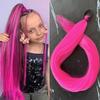 Synthetic Fiber Wig with Purple Ponytail Braid and Elastic Hair Tie
