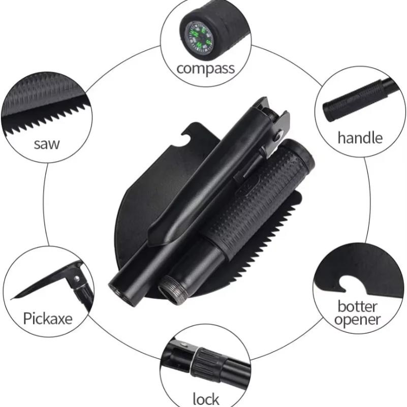 Multifunctional Camping Outdoor EDC Shovel Portable Folding Tactical Spade Survival Steel Shovel For Garden Engineers Shovel