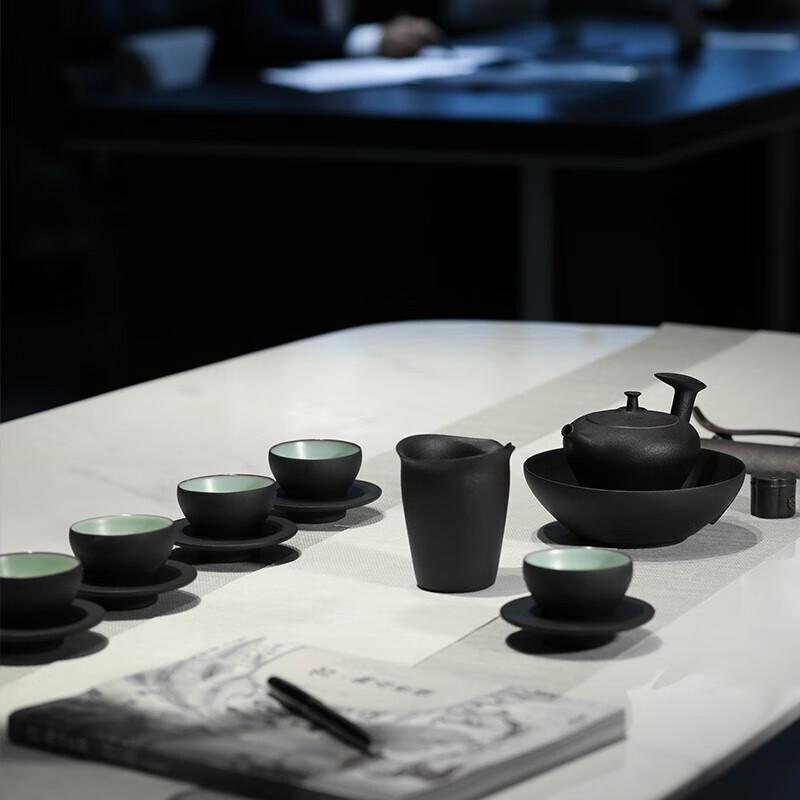 Wanqiantang Literati Style Black Iron Glaze Ceramic Tea Set