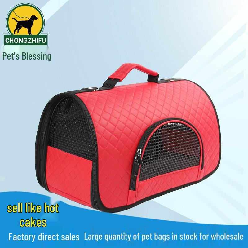 

Foldable Pet Backpack: Breathable Mesh for Cats & Dogs, Portable for Outings, Free Shipping 43x23x25 cm красный