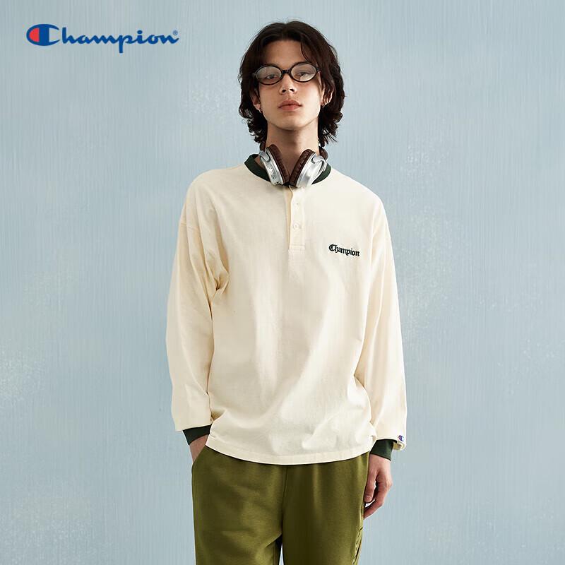 

Champion Men s Color-Block Henley Long Sleeve T-Shirt L