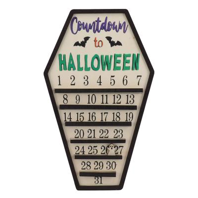 Calendario del Conto alla Rovescia di Halloween Riutilizzabile Avvento Fai da Te Segno Decorativo in Legno Mobile per le Vacanze per Casa Scrivania