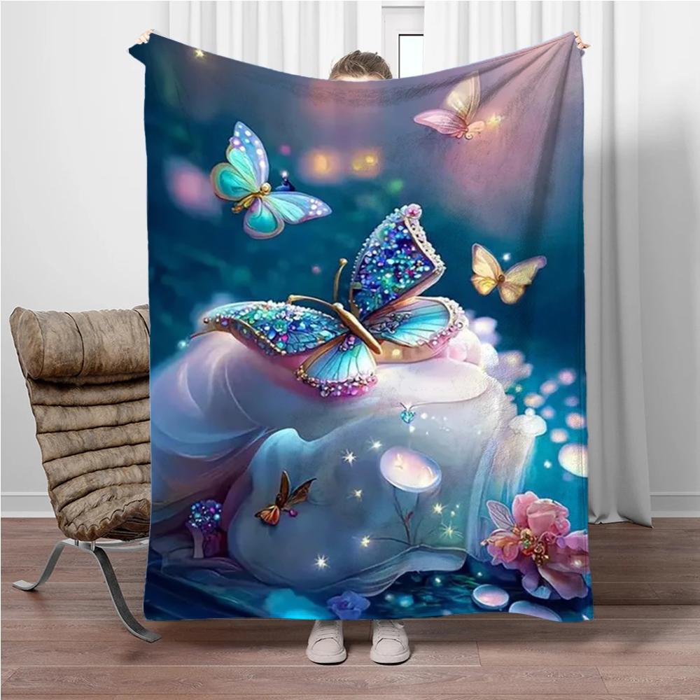 

Landscape Tree Butterfly Flannel Blanket Soft Keep Warm Throw Blanket Blanket For Sofa Bed Picnic Office Camping Travelling Gift 75x90cm