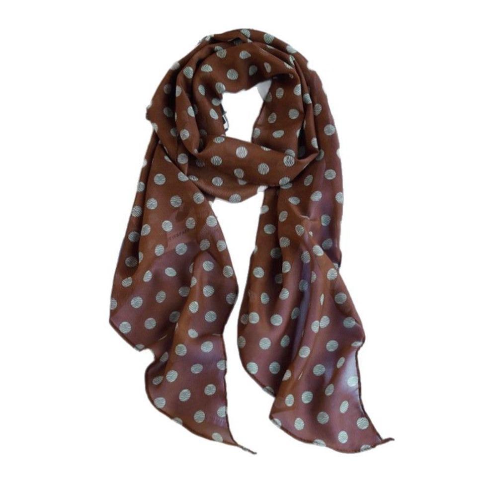 

Dot Print Lady Neckerchief Decorative Chiffon Scarf Trendy Hair Band For Spring Summer Autumn коричневый