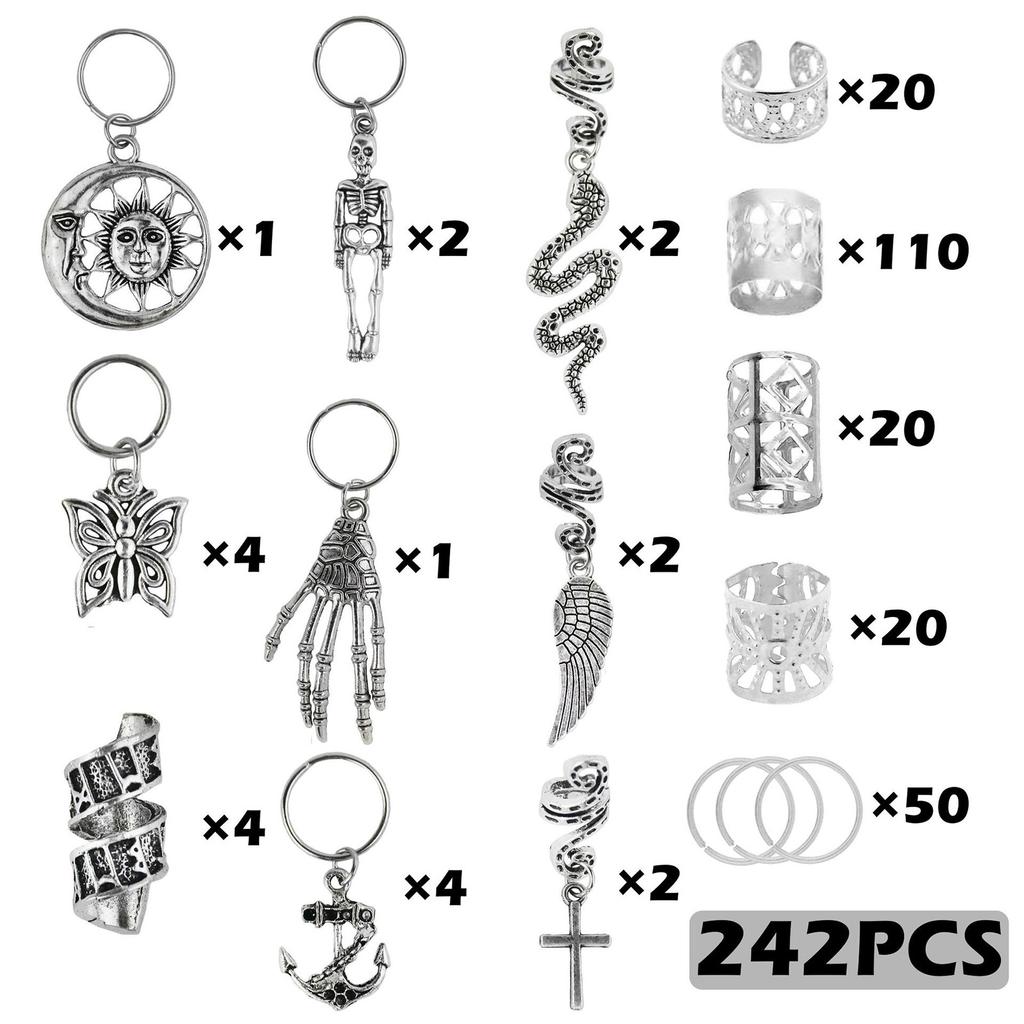 Skeleton Claw Hair Beads Loose Coil Hair Jewelry For Braid Hair Rings Dreadlock Bead Braid Rings Hair Clip Braid Clip