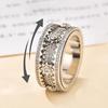 Finger Band Adjustable Anti-Anxiety Fidget Ring Stainless Steel Cubic Zirconia Inlaid Rotating Design Meditation Ring