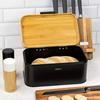 KINGHOFF KH-1735 Bamboo and Steel Bread Bin