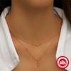 S925 Sterling Silver Geometric Strip Diamond Round Ball Layer Double Necklace Female Style Diamond Clavicle Chain