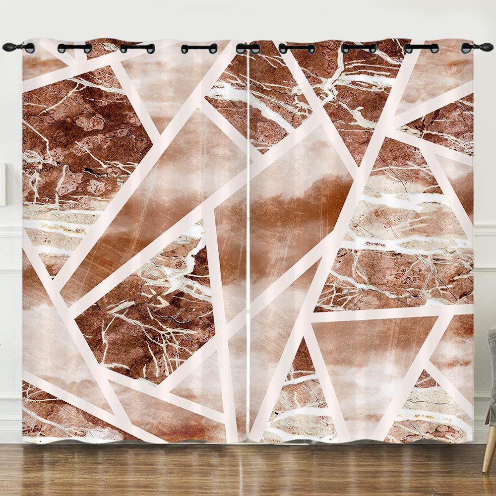 Curtain Texture Geometric 3D Digital Printing Blackout Curtain Bedroom Punching