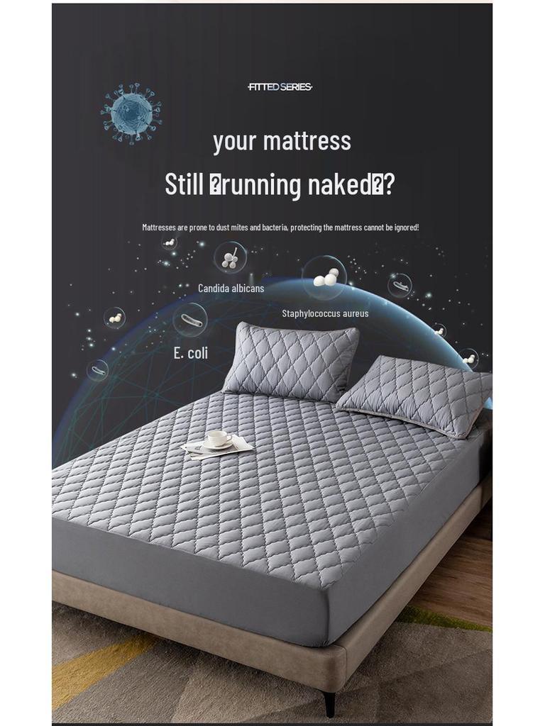Waterproof Quilted Mattress Protector: Breathable, Dustproof, Incontinence Fitted Sheet Cover.