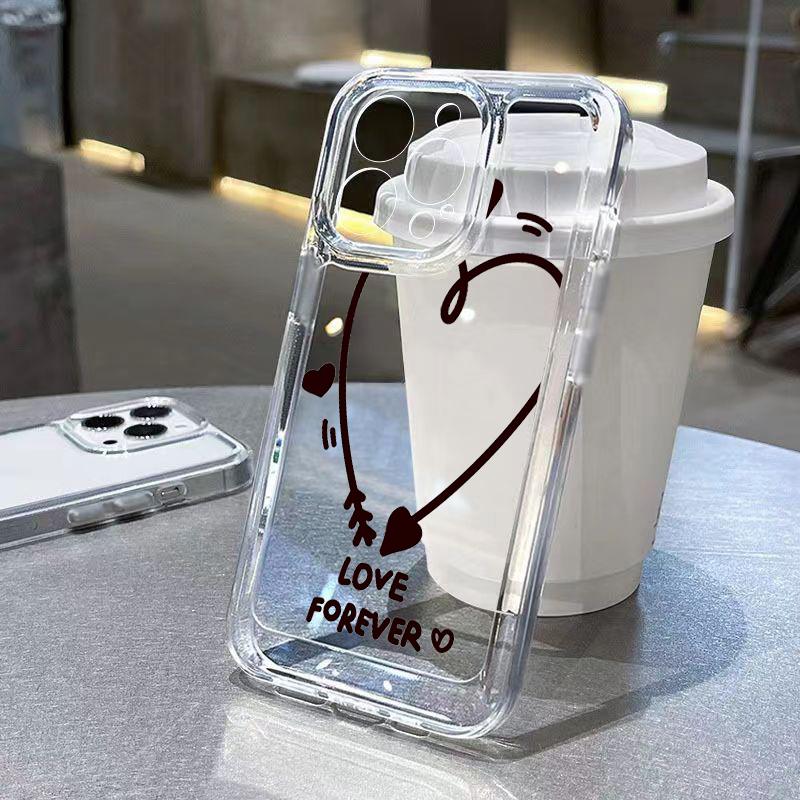 Transparent White Love Love Case For Samsung Galaxy S26 S25 S24 Ultra S23 FE S22 Plus S21 A56 A53 A34 A54 A35 A55 A16 Soft Cover