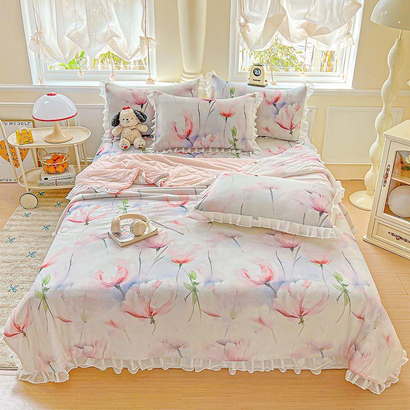 Ultraweiche Sommerkühlsteppdecke - Leicht, atmungsaktiv und hautfreundlich mit geprägtem floralem Druckdesign für alle Jahreszeiten