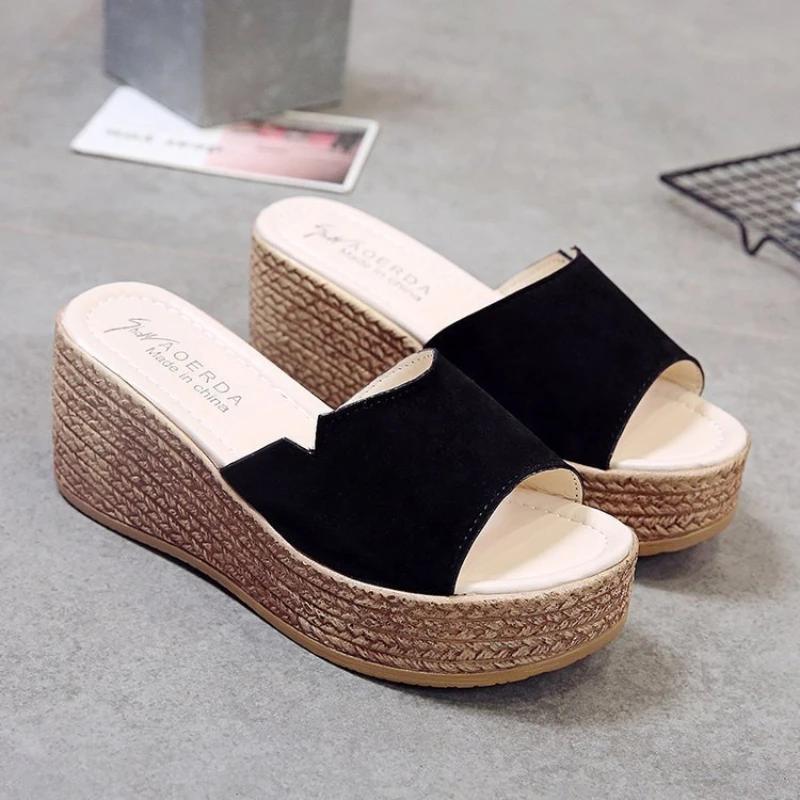 2026 New Platform Sandals Fashion Wedge Shoes Ladies Summer Casual Female Thick Bottom Mules  Slippers