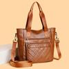 Large Capacity Shoulder Bag Soft Leather Women's Vintage Commuter Tote Bag Multi-Compartment Crossbody Bag