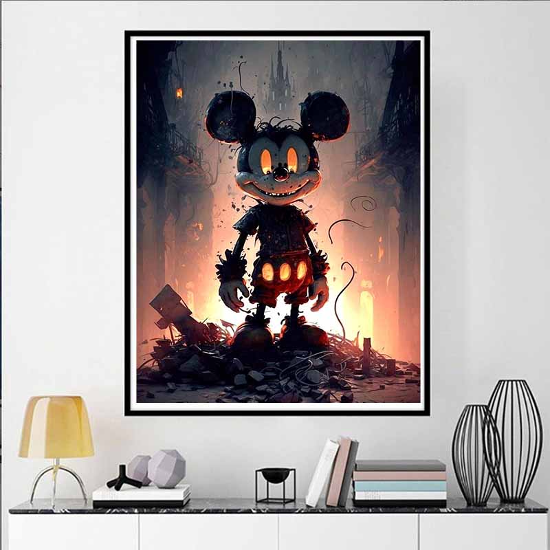 Disney Diamond Painting Dark Gothic Mickey Mouse Illustration DIY Kit Adult Arts and Crafts Home Decor and Gift