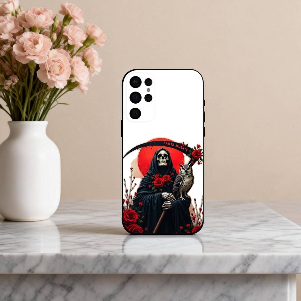 S-Santa M-Muerte P-Druck Handyhülle Für Samsung S25,24,23,22,30,21,10,9,Ultra,Plus,Lite,FE,4,5 G Weiche Schwarze Hülle
