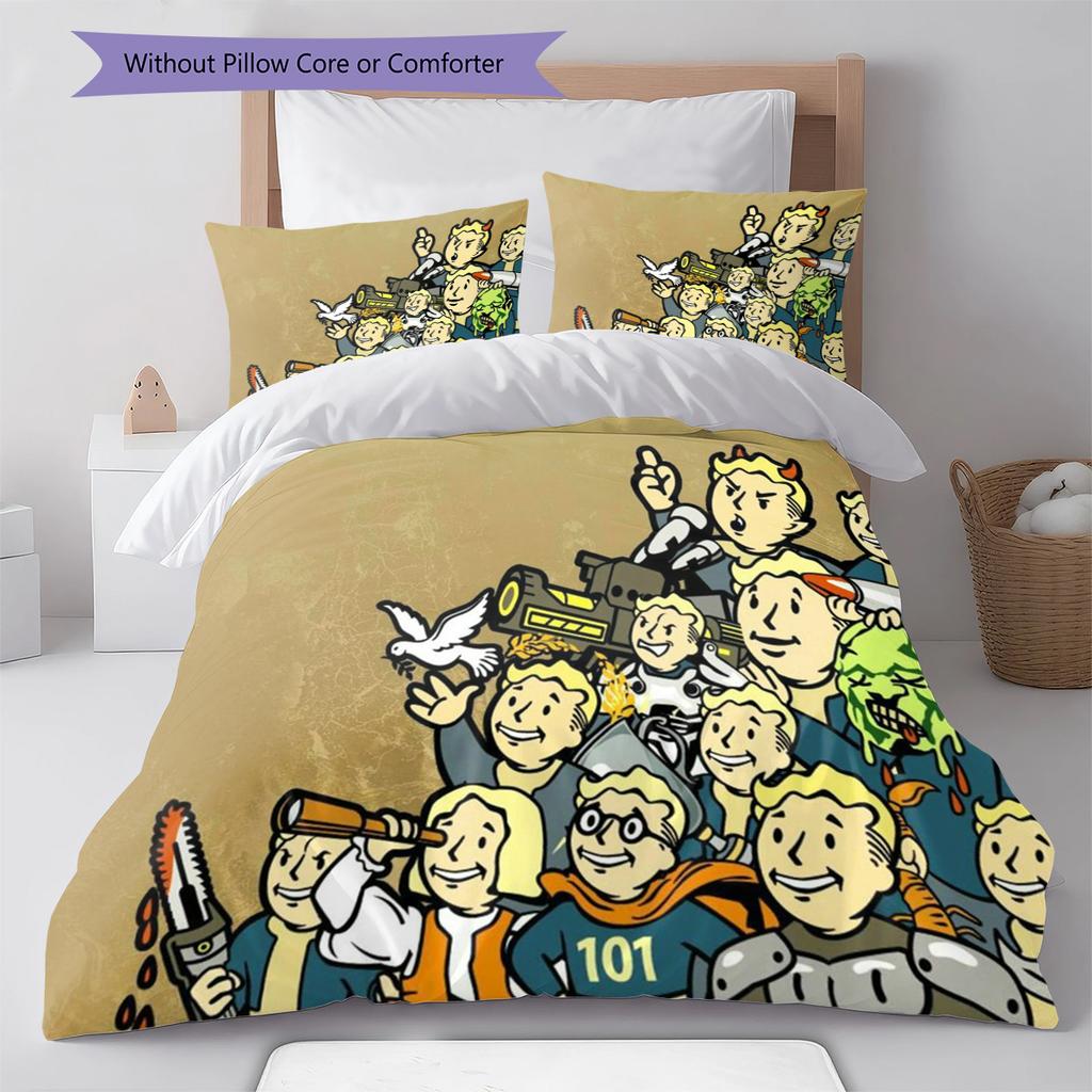 Biancheria da letto con motivo Fallout, Set piumone Copripiumino Federa Regalo di compleanno per la casa (1 * copripiumino + 2 * federa, senza nucleo)
