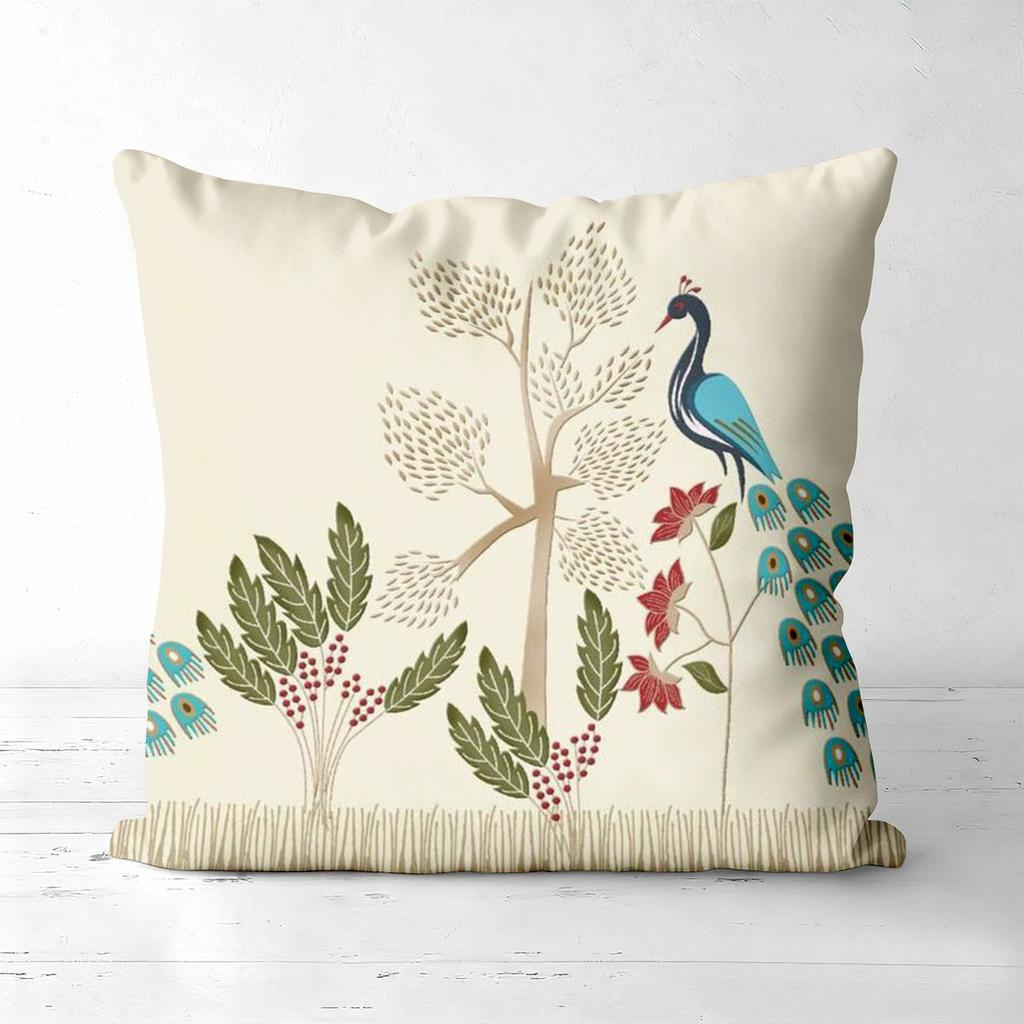 Peacock Tree Deer Printed Decorative Cushion Covers Polyester Pillowcase, Sofa Decorative Cushion Cov Headboard Pillow