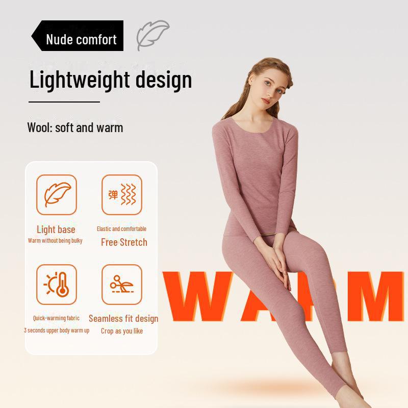 Antibakterielles Woll-Seiden-Samt-Thermo-Unterwäsche-Set für Herren & Damen - Nahtlose Heizung für Herbst & Winter