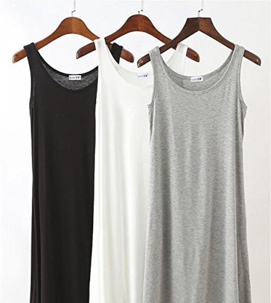 Aspersio Sleeveless Feminine Tank Top Available in Mini and Long Perfect for Maternity Girly Dress Solid Decollete Sleeveless Stretch Women's Dress,