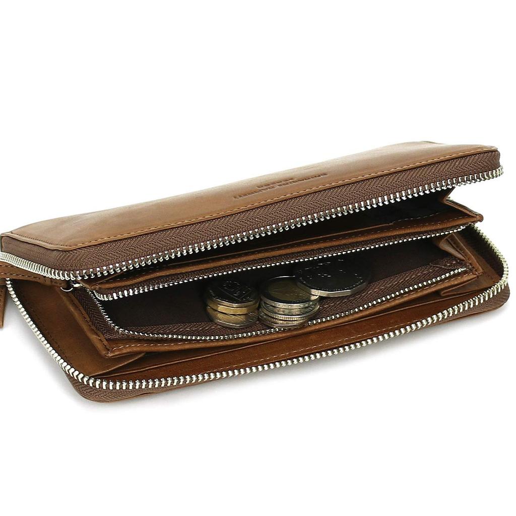 Hamnett Wallet Made of High Quality Domestic Soft Round Brown [Catherine London] Leather, Soft, Zipper,