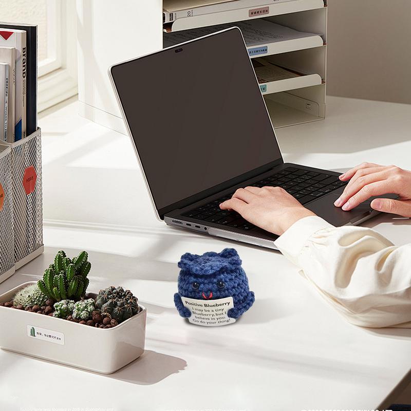 Emotional Positive Crochet Doll Positive Fruit Onion Blueberry Bunny Crochet Decor Cute Handmade Desk Toy Positive Gift