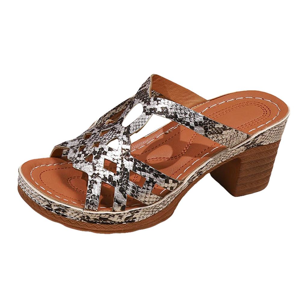 Sandales pour femmes à talon épais et bout ouvert Sandales mode ornées de bijoux pour femmes Sandales et claquettes athlétiques et d'extérieur pour femmes