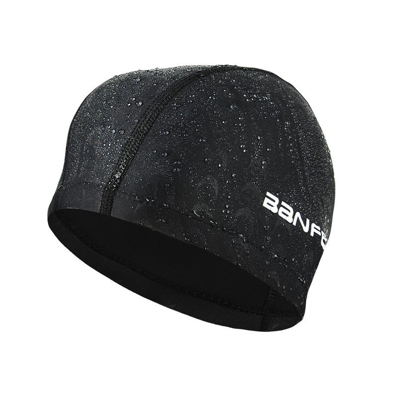 Nylon High-Elastic Water-Repellent Crescent Pattern Swim Cap, Comfortable & Matches Swimsuit чёрный