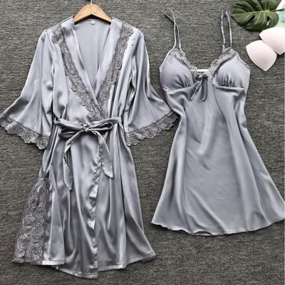 Luxury Silk Lingerie: Sexy Plus Size Nightdress & Robe Set