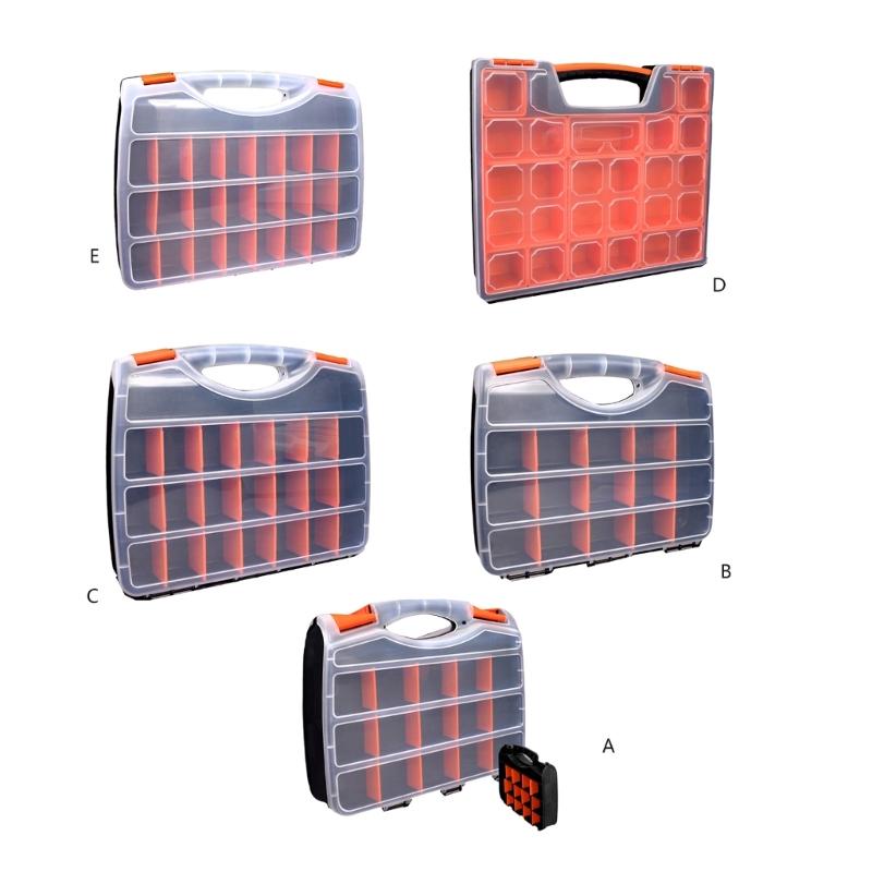 Transparent Plastic Tool Organizer Boxes Adjustable Compartments Secure Latches Ergonomic Handle for Hardware Accessories