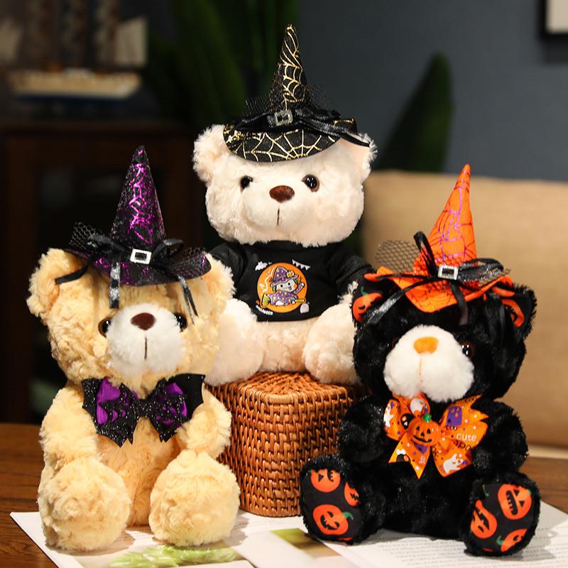 Halloween Hat Witch Teddy Bear Plush Toy Stuffed Doll Bedroom 28cm Decoration