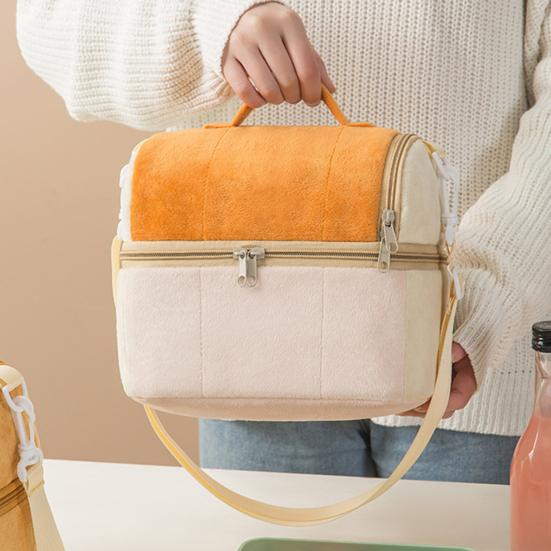 Commuter Lunch Bag with Adjustable Strap Double Layer Insulated Bag, Large Capacity Leakproof Thermal Cooler Food Storage for Work Water Resistant