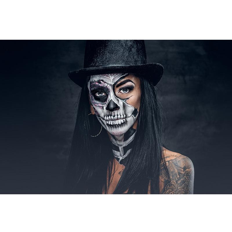 Solid Wood Frame Black Skull Tattoo Girl Modern Canvas Painting Wall Art Posters and Prints Picture for Living Room Home Decoration