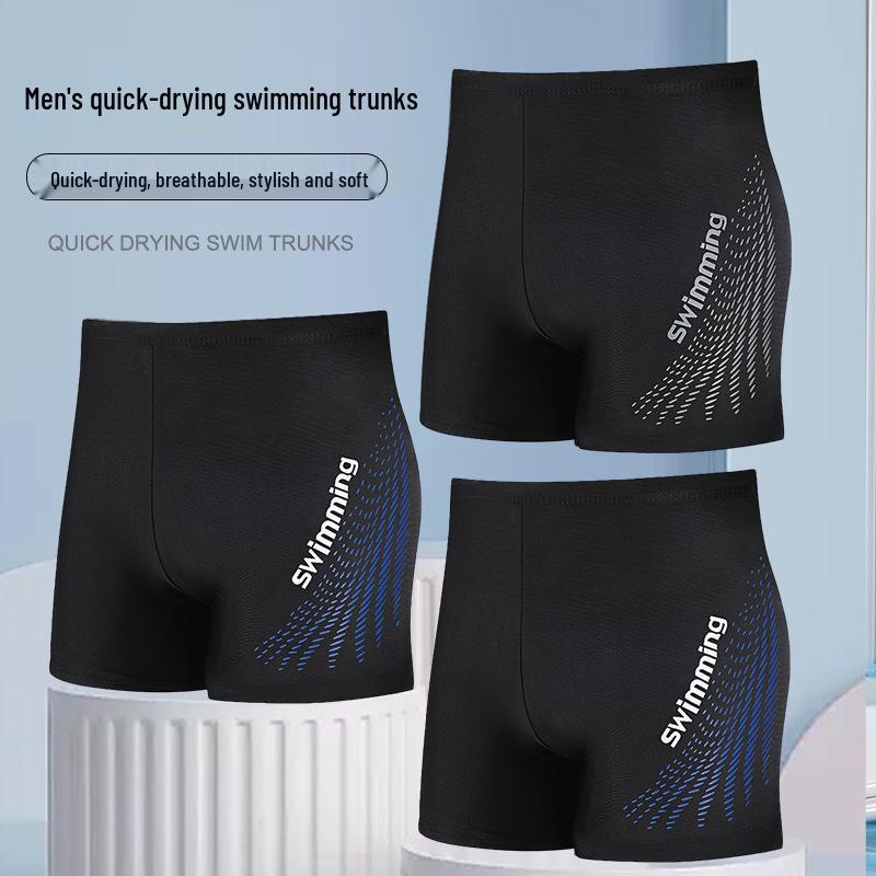 Men's 2024 Quick-Drying Flat-Leg Swim Trunks - Anti-Embarrassment, Printed, Breathable, Fashionable Style.