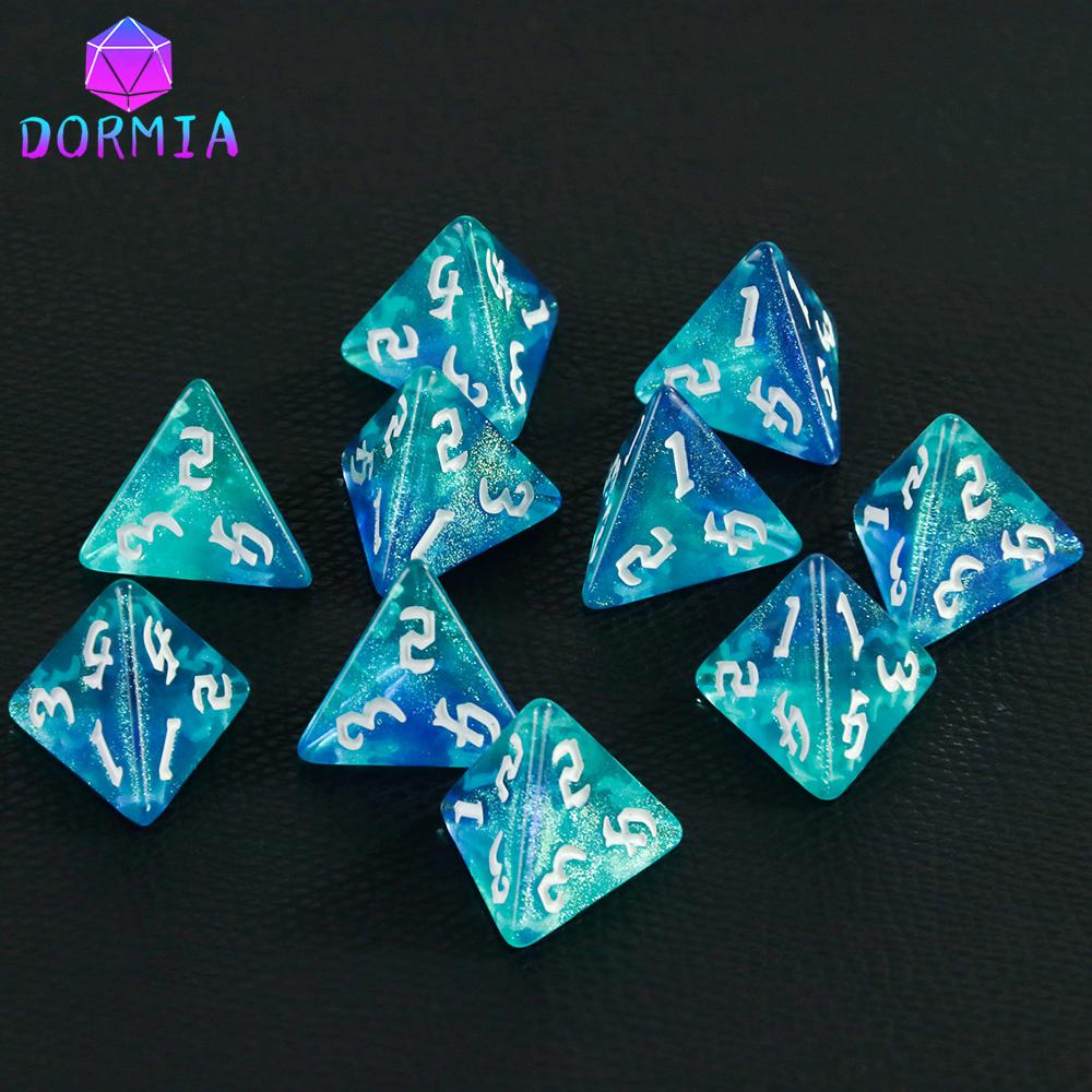 D4 Gemischte Farben Polyedrische Würfel Hohe Qualität 4-seitige Bunte Glitzerwürfel für Mathematikunterricht Spielen von Tischspielen