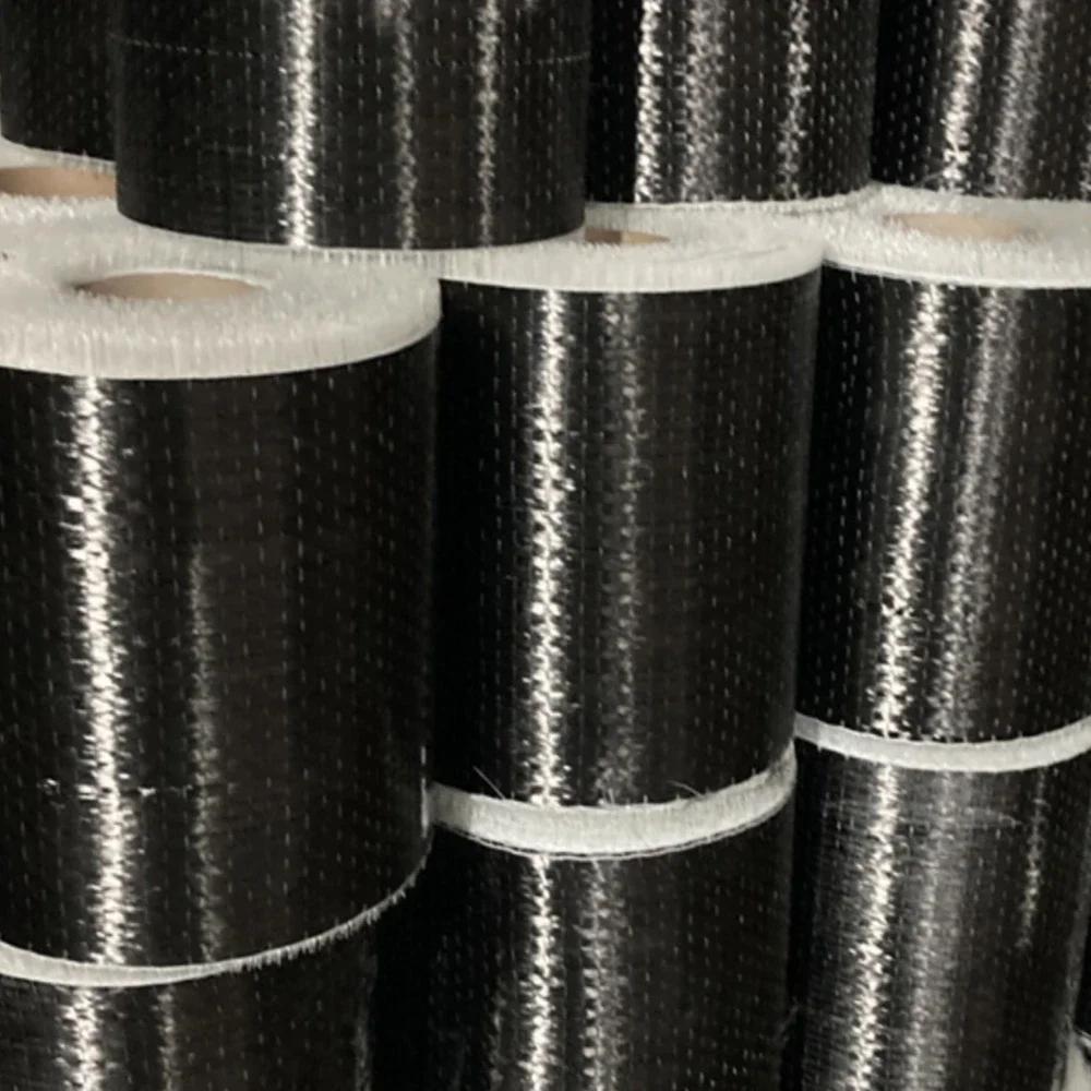 Tessuto in Fibra di Carbonio UD 12K 200gsm, Tessuto Unidirezionale per Riparazione Fessure Lastre di Cemento, Rinforzo Strutturale di Ponti