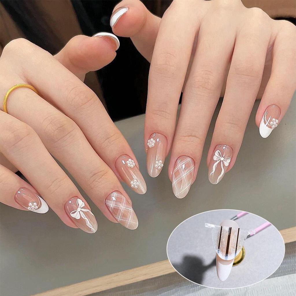 Transparent Multi-Purpose French Manicure Template Stickers with Art Lattice Pattern