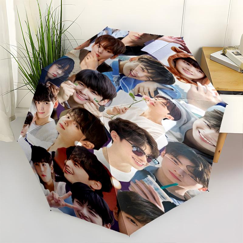 1 PC Automatic Folding Umbrella - Cha Eunwoo Pattern Portable Foldable Design With 8 Ribs Christmas Birthday Gifts