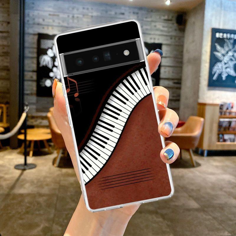 

Phone Case Cover for Google Pixel 9 8 7 6 5 4 4XL 7A 6A 5A 4A 3A Pro XL 5G Transparent Soft TPU Shell Keyboard Synthesizer Music for Pixel 8