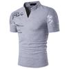 Men Stand Collar V Neck Short Sleeve Slim Print Casual Summer Henley T Shirt Streetwear Tops