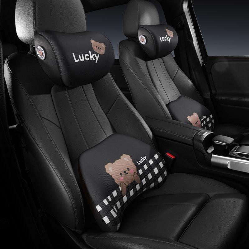 Kreslený medvěd paměťová pěna bederní polštář do auta - Celosezónní pohodlný polštář